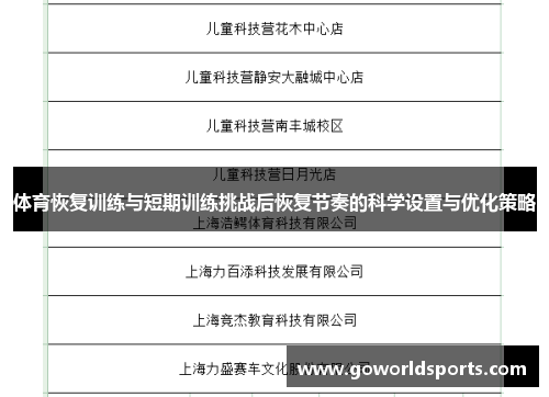 体育恢复训练与短期训练挑战后恢复节奏的科学设置与优化策略
